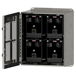 A render of a CTC JB210 extended capacity, stainless steel iBox enclosure shown with front lid open.